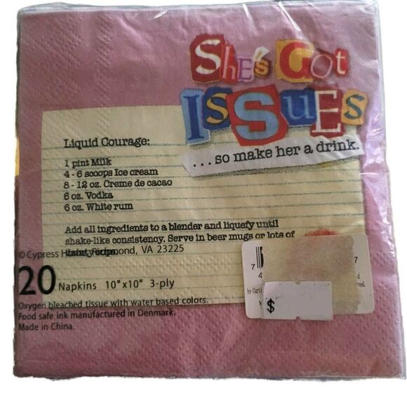 Cypress Home Liquid Courage "Shes Got Issues So Make Her A Drink" 10 X 10 Napkin - Picture 2 of 2